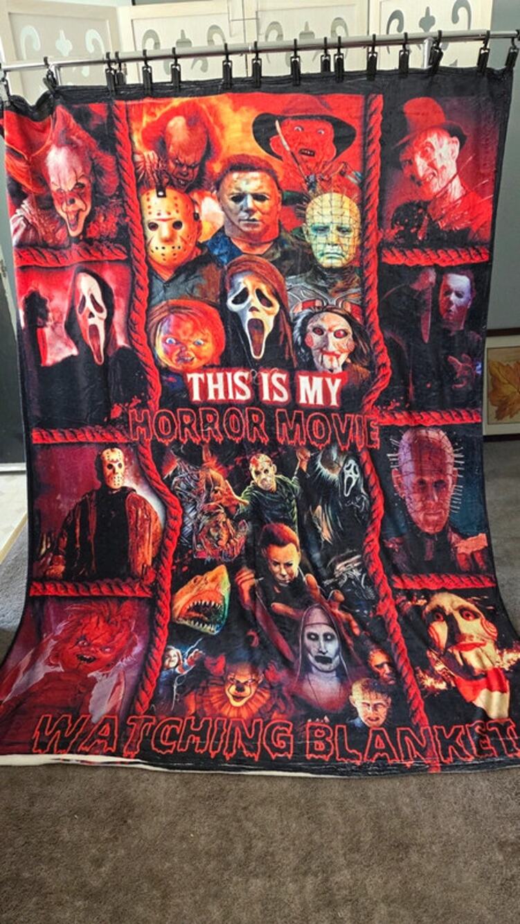 My Horror Movie Watching Blanket 60x80 Jason Michael Myers Freddy Chucky NWOT